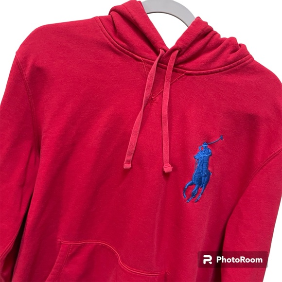 Polo Ralph Lauren Big Pony #3 Patch Edition Red Embroidered Hoodie Sweatshirt L - Picture 3 of 12
